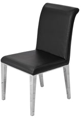 Kirkland black faux leather dining chair with chrome frame
