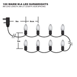 100 warm white LED multi-action festive lights