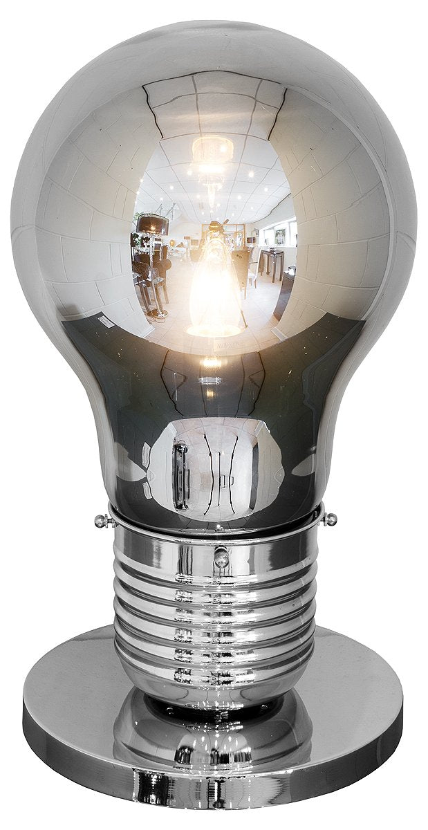 Large smoked bulb-shaped glass table lamp 50cm