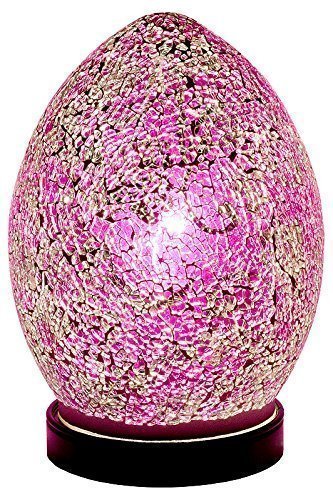 20cm rose pink mosaic glass mini egg table lamp
