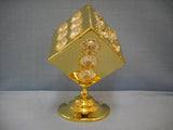 24K gold-plated spinning dice ornament with Swarovski crystals