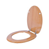 Antique pine-effect toilet seat with chrome hinges