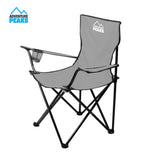 Adventure Peaks grey folding camping chair with carry bag and cup holder