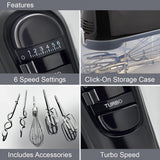 Quest black 400W hand mixer with storage case