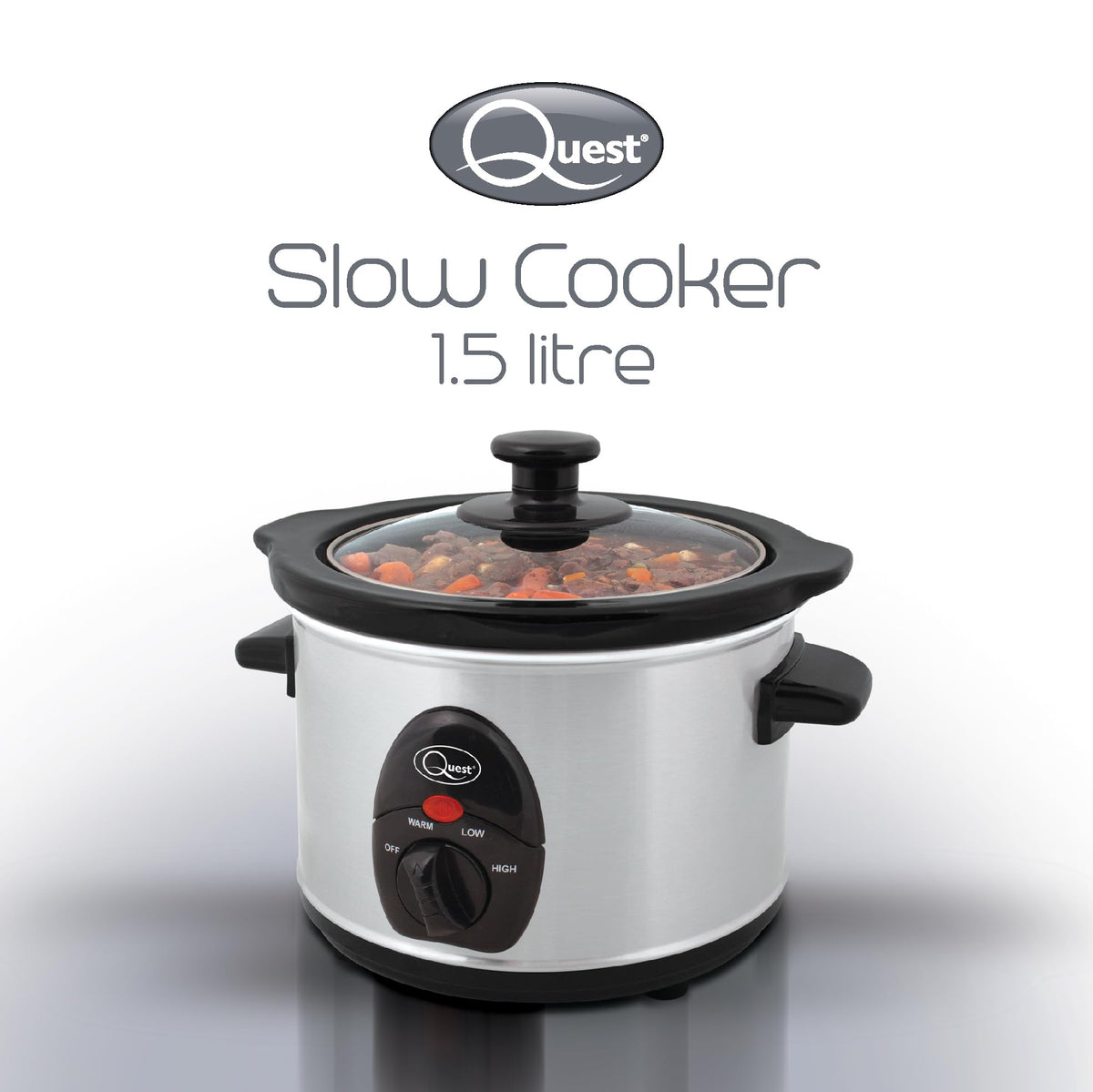 Quest 1.5L stainless steel slow cooker, 120W