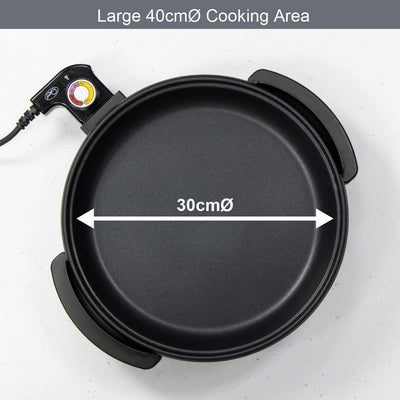 Quest 35410 30cm Multi-Function Electric Cooker Pan with Lid/Adjustable Thermostatic Control/Non-Stick Aluminium / 30 x 30cm Surface/Detachable Power Cable For Serving