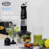 Quest 35099 3 in 1 Stick Blender, Food Processor & Chopper/Blend, Whisk & Crush Foods/Variable Speeds and Turbo Pulse/Black and Silver / 700W