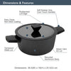 Blackmoor 67299 Neuvo 24cm Stock Pot with Lid/All Hob Types Incl. Induction, Gas, Electric/Black Non-Stick 5-Layer Cookware/Recycled Body & Soft Touch Handles