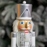 The Christmas Workshop white and silver wooden nutcracker soldier – 35cm