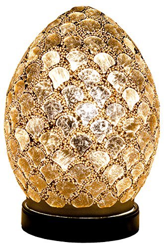 20cm distressed gold mosaic glass mini egg table lamp
