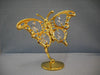 24K gold-plated butterfly ornament on stand with Swarovski crystal