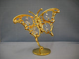 24K gold-plated butterfly ornament on stand with Swarovski crystal