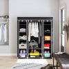 Generic Fabric Canvas Wardrobe Organizers Clothes Rail Shelves Storage Closet Triple (Black), 63-64-65-66A