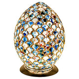 Blue tile mosaic glass egg table lamp