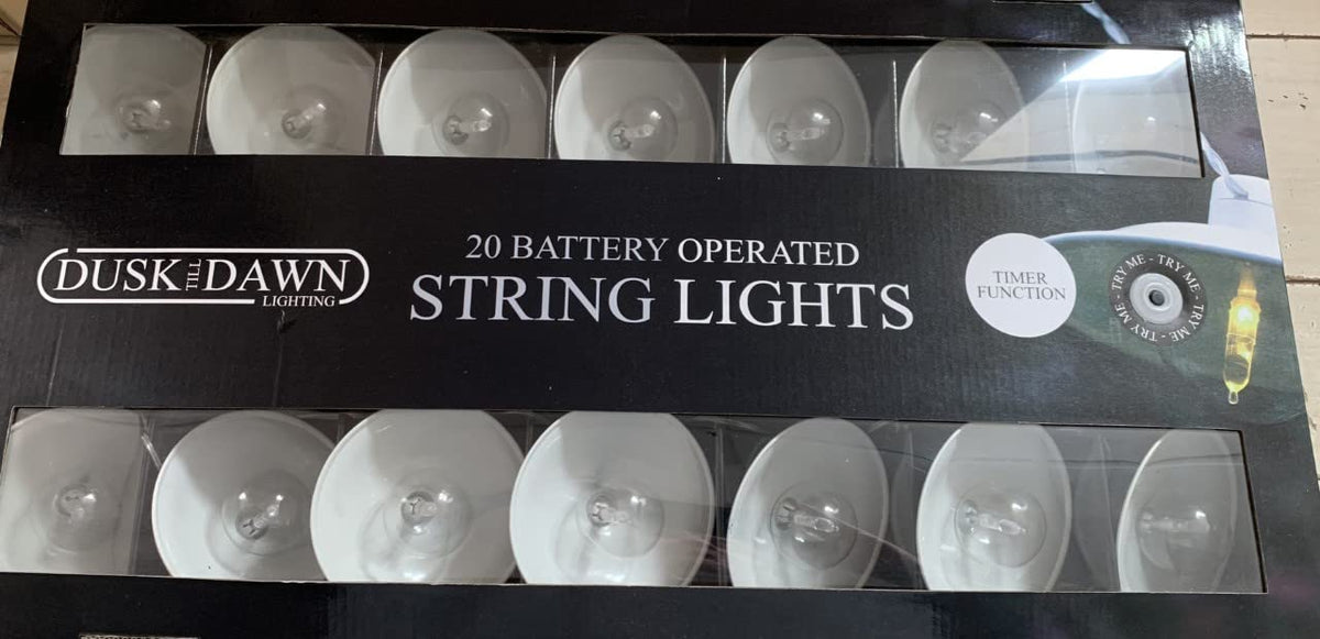 Dusk Till Dawn 20 warm white lantern string lights with timer
