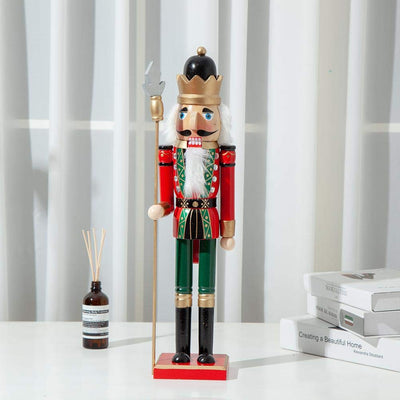 Traditional Wooden Soldier Nutcracker With Rifle Festive Christmas Decor | 50cm Perfect For Shelves And Tables | 100 Wood