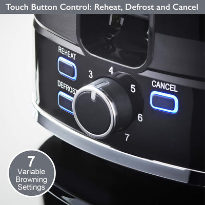Quest Harmony 2 Slice Toasters / 7 Browning Levels/Sleek Modern Design/Defrost & Reheat Settings/Electronic Timer Control/Removable Crumb Tray / 930W Power (Black)