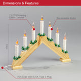 Wooden Christmas candle bridge with 7 flickering lights