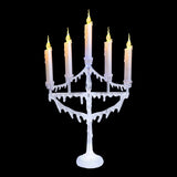 The Christmas Workshop Battery Operated 5 Candle Flickering LED Candleabra, Metal, White