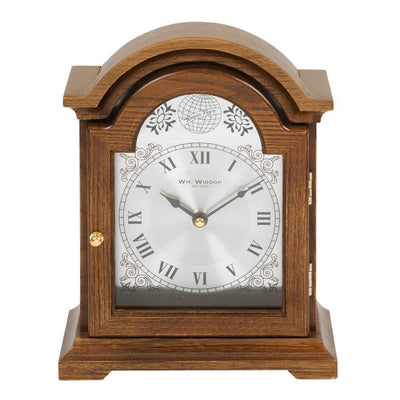 Mantel Clock Broken Arch Wooden Wm Widdop 24cm W2619