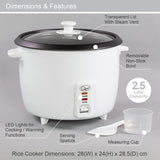 Quest 2.5L 900W rice cooker with keep warm – white