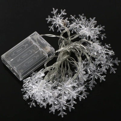 20 White LED Snowflake Fairy Lights Home Christmas Decoration