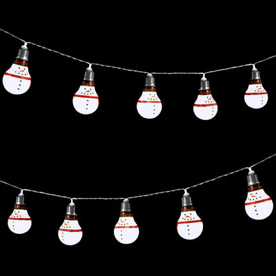 The Christmas Workshop Battery Operated 10 LED Snowman Retro Bulb Shaped String Lights, White
