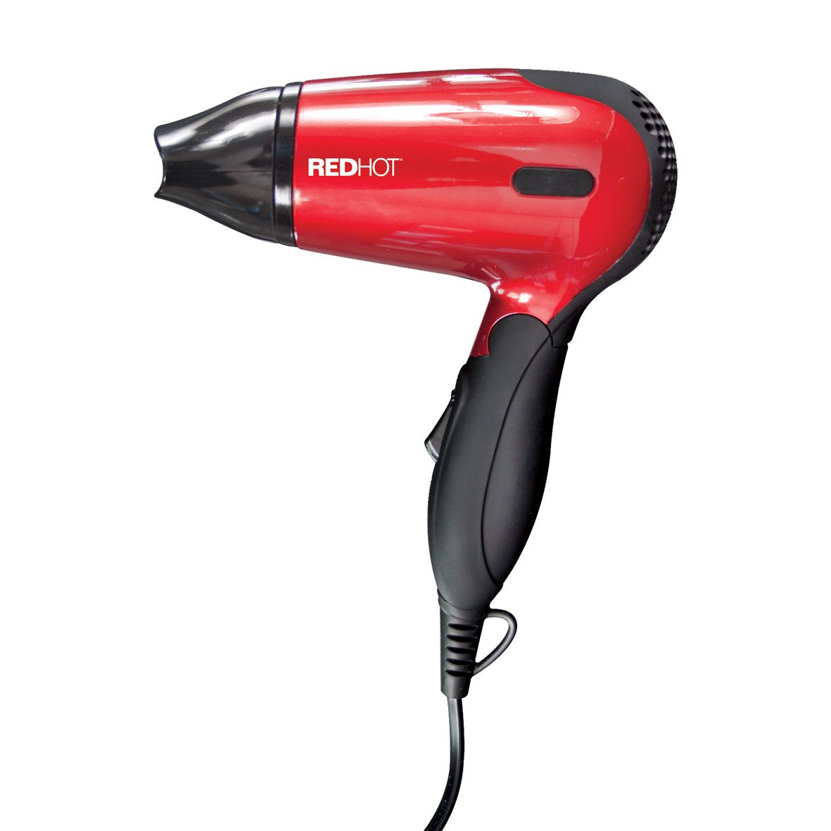 Red Hot 1200W red travel hair dryer with folding handle