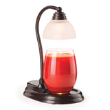 Candle Warmers, Etc. Aurora Candle Warmer Lamp Bronze in a glass container, featuring a classic curve and frosted glass shade.