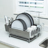 Blackmoor deluxe stainless steel dish drainer with wine glass rack
