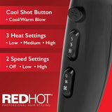 Red Hot black 2200W hair dryer with diffuser and concentrator