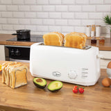 Quest 1400W white 4-slice toaster with extra-wide slots