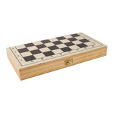 Global Gizmos wooden 3-in-1 chess draughts and backgammon game set