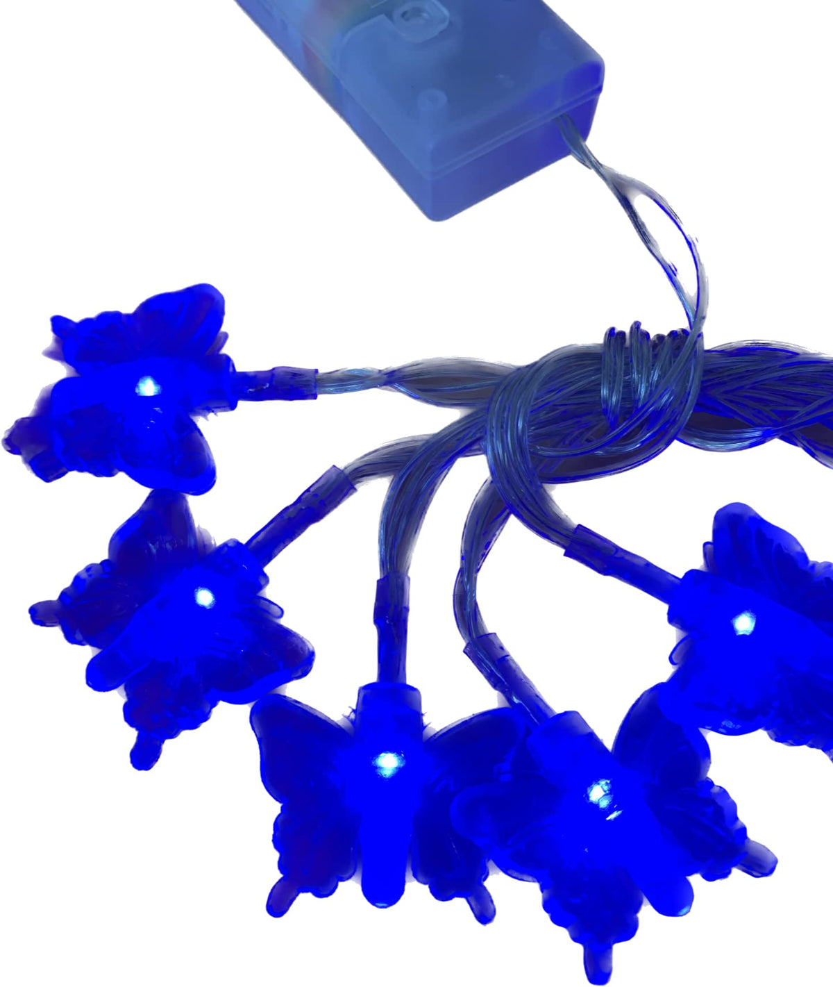 Blue butterfly battery string lights with 10 LEDs, 1m