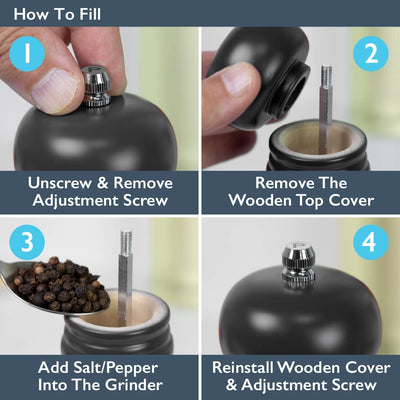 Blackmoor 68049 Manual Salt and Pepper Grinder Set/Classic Wooden Design with Ceramic Grinding Core/Adjustable Coarseness/Black Colour