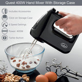 Quest black 400W hand mixer with storage case