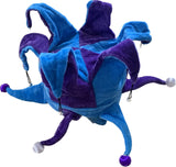 Blue and purple light-up jester hat with bells
