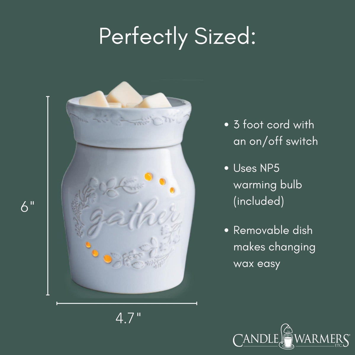 Candle Warmers Etc. Holiday Gather white fragrance warmer