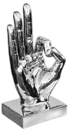 Febland Ceramic Large OK Hand Sign, Silver, Small