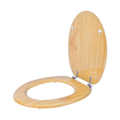 Anika 92430 Pine Effect Toilet Seat Chrome Plated Hinges, 43 x 37.5cm