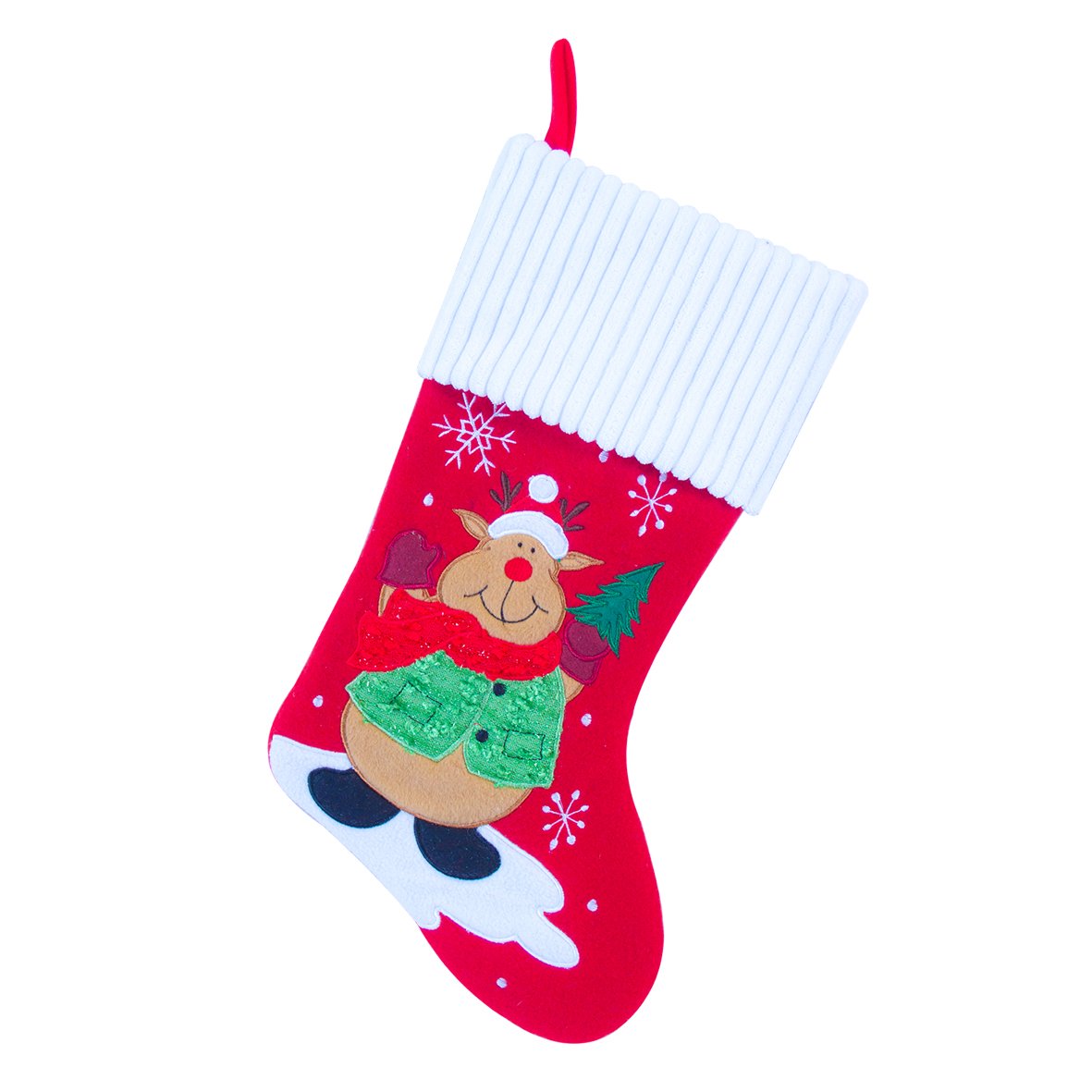 Large plush reindeer Christmas stocking – 40cm