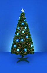2.1m fibre optic Christmas tree with blue baubles
