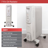 Benross 1500W 7-fin oil-filled radiator in white