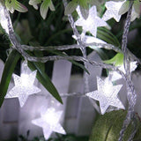 30 LED cool white battery-operated star string lights 2.7m