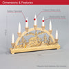 The Christmas Workshop 70780 Wooden Illuminated Candle Bridge / 7 Warm White Candles / Indoor Christmas Decoration / Battery Operated / 36cm x 27.5cm x 5.5cm