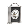 Widdop Silver & Black Mantel Clock with Skeleton Movement and Brushed Aluminium Frame