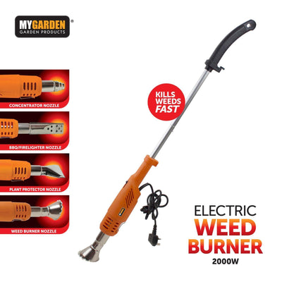 My Garden Electric Weed Burner 2000W Thermal Wand Hot Air Torch with 4 Nozzles Garden Outdoor Weed Burner Moss Killer Kill Weeds from Roots 2 Heat Settings Up to 650°C 2.4 Meter Cable with UK Plug