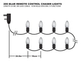 The Christmas Workshop blue LED chaser lights with remote control, 200 LEDs