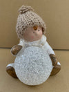 Ceramic Boy with Light Up Snowball & Woolly Hat