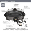 Quest 35410 30cm Multi-Function Electric Cooker Pan with Lid/Adjustable Thermostatic Control/Non-Stick Aluminium / 30 x 30cm Surface/Detachable Power Cable For Serving